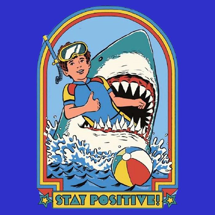 Stay Positive Shark Attack Comic Apron