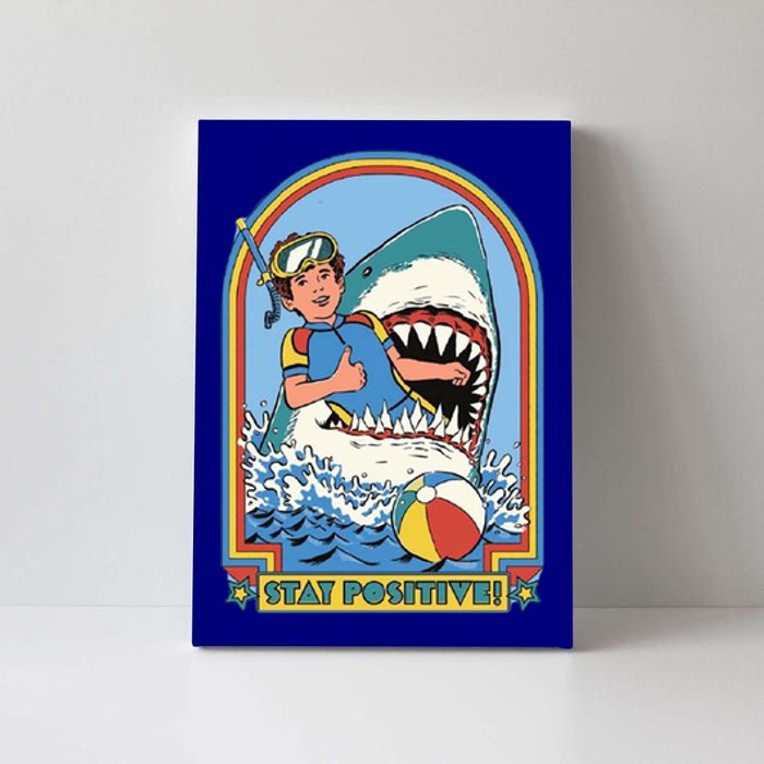 Stay Positive Shark Attack Comic Canvas