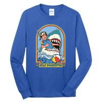 Stay Positive Shark Attack Comic Tall Long Sleeve T-Shirt