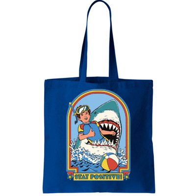 Stay Positive Shark Attack Comic Tote Bag