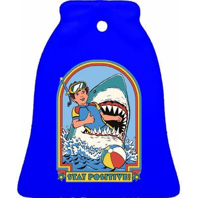 Stay Positive Shark Attack Comic Ceramic Bell Ornament