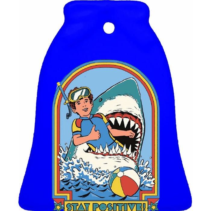 Stay Positive Shark Attack Comic Ceramic Bell Ornament