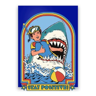 Stay Positive Shark Attack Comic Poster