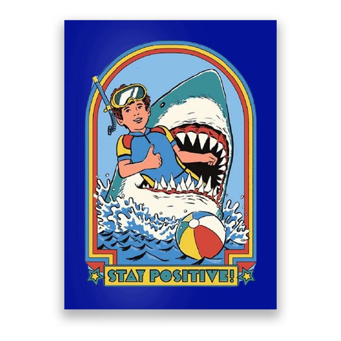 Stay Positive Shark Attack Comic Poster