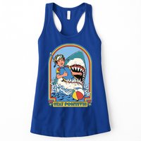 Stay Positive Shark Attack Comic Womens Tank Top