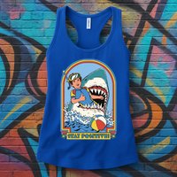 Stay Positive Shark Attack Comic Womens Tank Top