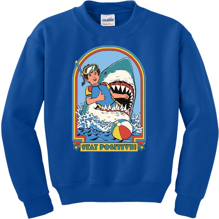 Stay Positive Shark Attack Comic Kids Sweatshirt