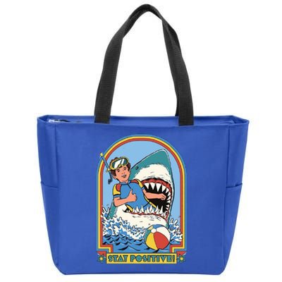 Stay Positive Shark Attack Comic Zip Tote Bag