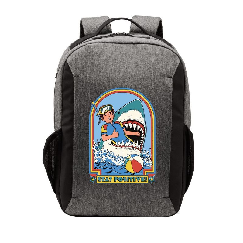 Stay Positive Shark Attack Comic Vector Backpack