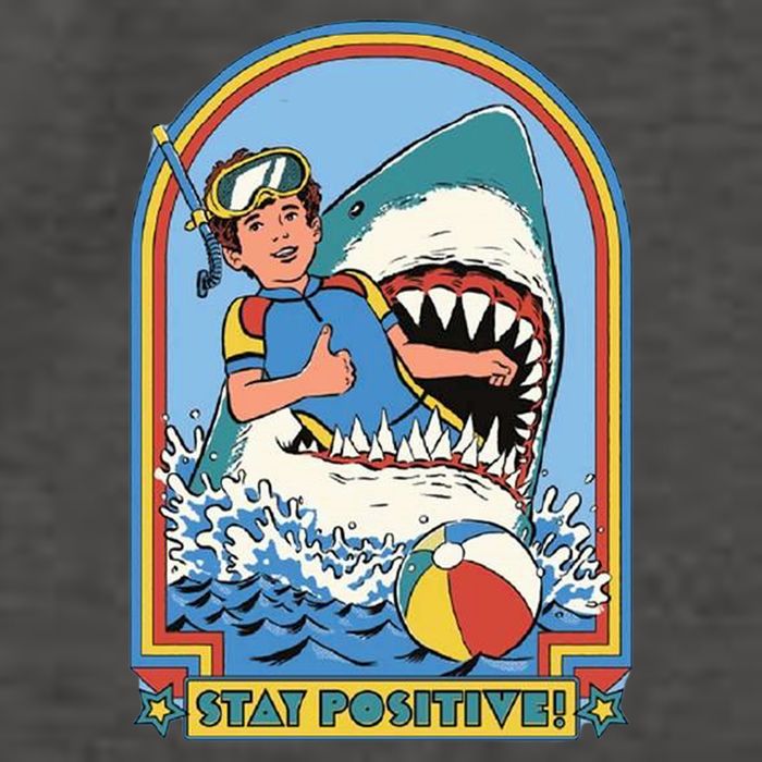 Stay Positive Shark Attack Comic Vector Backpack