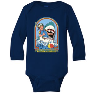 Stay Positive Shark Attack Comic Baby Long Sleeve Bodysuit