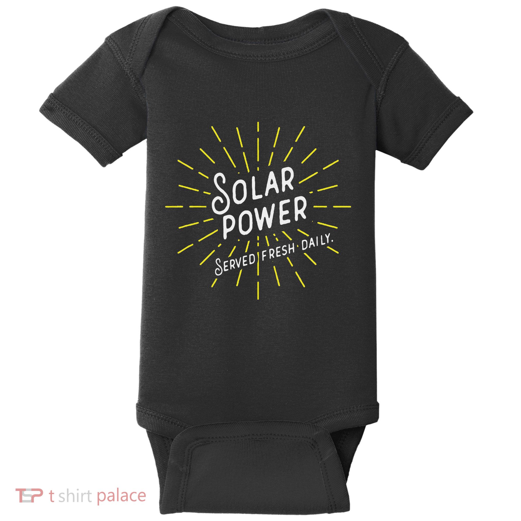 Solar Power Served Fresh Daily Funny Retro Solar Baby Bodysuit