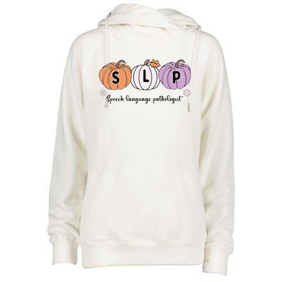 Slp Pumpkin Speech Language Pathologist Grade Fall Autumn Womens Funnel Neck Pullover Hood