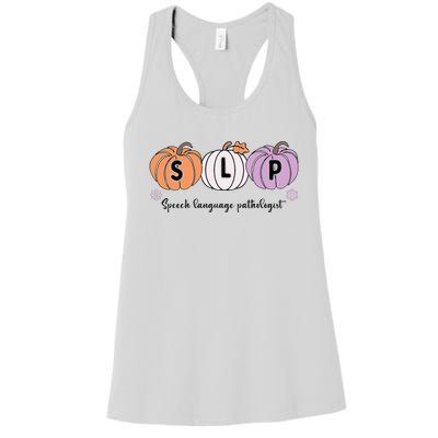 Slp Pumpkin Speech Language Pathologist Grade Fall Autumn Women's Racerback Tank