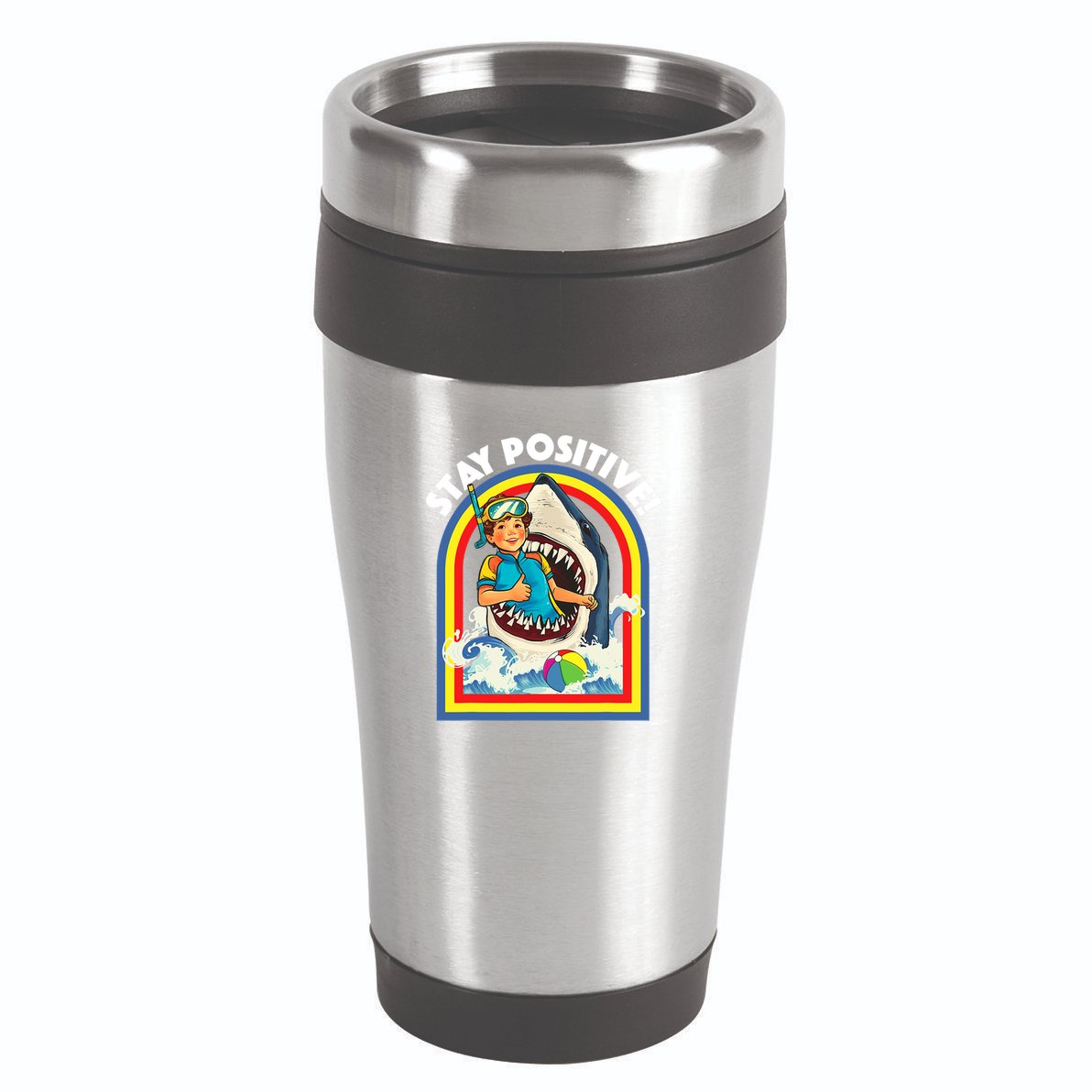 Stay Positive Shark Lover Wildlife Ocean Sea Animal Lover 16oz Travel Tumbler