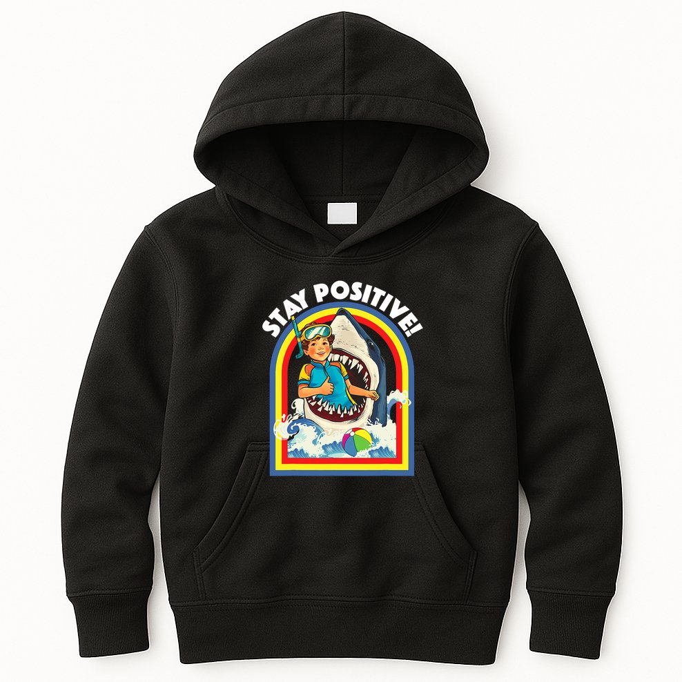 Stay Positive Shark Lover Wildlife Ocean Sea Animal Lover Kids Hoodie