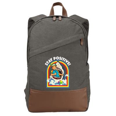 Stay Positive Shark Lover Wildlife Ocean Sea Animal Lover Cotton Canvas Backpack