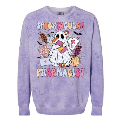 Spooktacular Pharmacist Spooky Halloween Pharmacy Week Colorblast Crewneck Sweatshirt