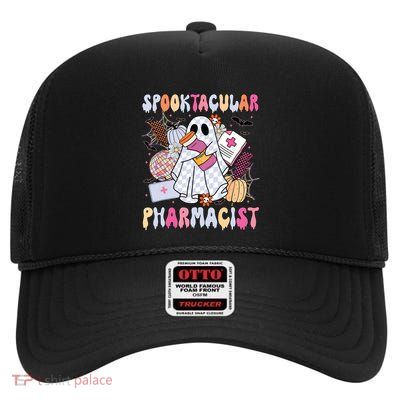 Spooktacular Pharmacist Spooky Halloween Pharmacy Week High Crown Mesh Back Trucker Hat