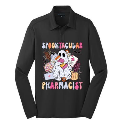 Spooktacular Pharmacist Spooky Halloween Pharmacy Week Silk Touch Performance Long Sleeve Polo