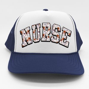 Spooky Pumpkin Skeleton Ghost Halloween Nursing Nurse Life Gift Trucker Hat