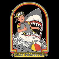 Stay Positive Shark Attack Vintage Retro Comedy Funny Gift Doggie Tank