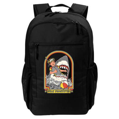 Stay Positive Shark Attack Vintage Retro Comedy Funny Gift Backpack