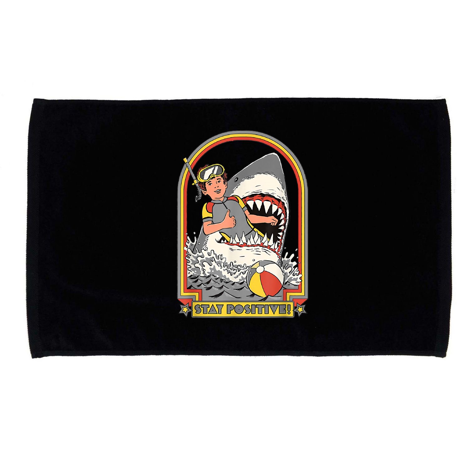 Stay Positive Shark Attack Vintage Retro Comedy Funny Gift Microfiber Hand Towel