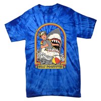 Stay Positive Shark Attack Vintage Retro Comedy Funny Gift Tie-Dye T-Shirt