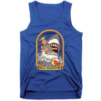 Stay Positive Shark Attack Vintage Retro Comedy Funny Gift Tank Top