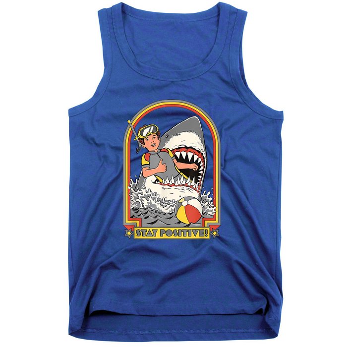 Stay Positive Shark Attack Vintage Retro Comedy Funny Gift Tank Top