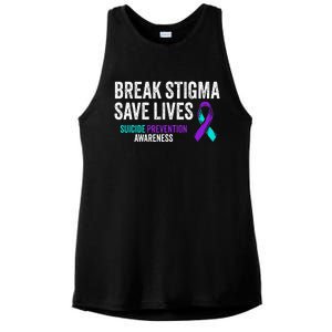 Suicide Prevention Support Break Stigma Suicide Awareness Ladies PosiCharge Tri-Blend Wicking Tank