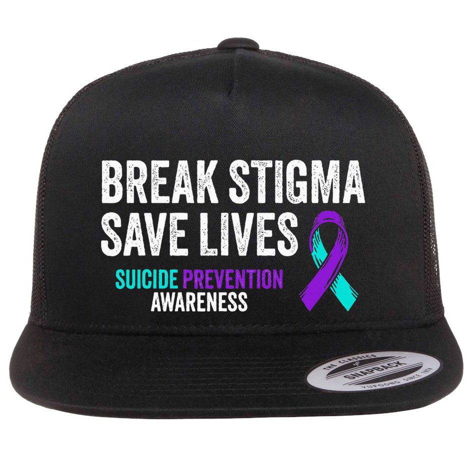 Suicide Prevention Support Break Stigma Suicide Awareness Flat Bill Trucker Hat