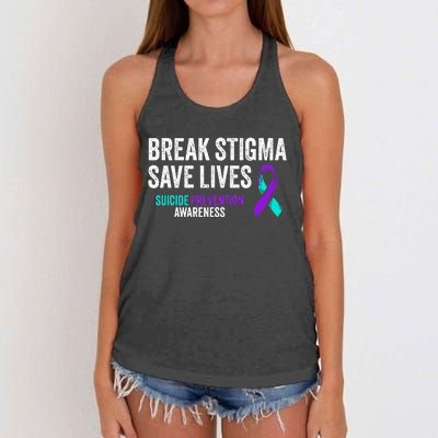 Suicide Prevention Support Break Stigma Suicide Awareness Women's Knotted Racerback Tank