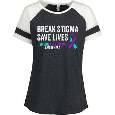 Suicide Prevention Support Break Stigma Suicide Awareness Enza Ladies Jersey Colorblock Tee