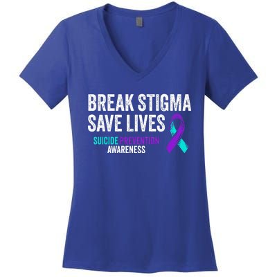 Suicide Prevention Support Break Stigma Suicide Awareness Women's V-Neck T-Shirt