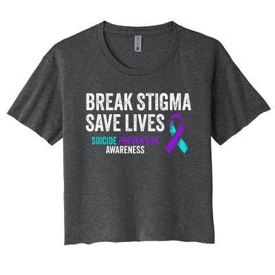 Suicide Prevention Support Break Stigma Suicide Awareness Women's Crop Top Tee