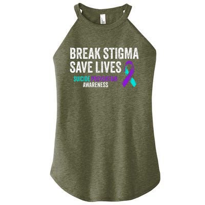 Suicide Prevention Support Break Stigma Suicide Awareness Women's Perfect Tri Rocker Tank