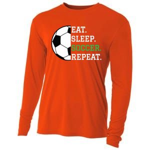 Soccer Player Soccer Lover Eat Sleep Soccer Repeat Cooling Performance Long Sleeve Crew