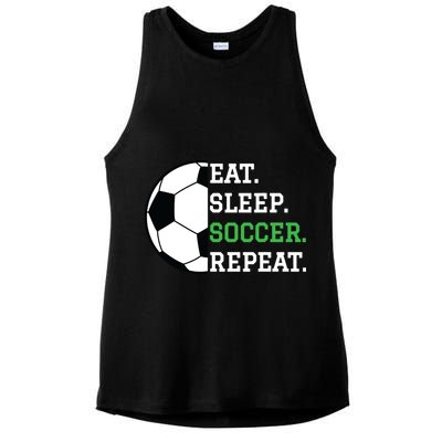 Soccer Player Soccer Lover Eat Sleep Soccer Repeat Ladies PosiCharge Tri-Blend Wicking Tank