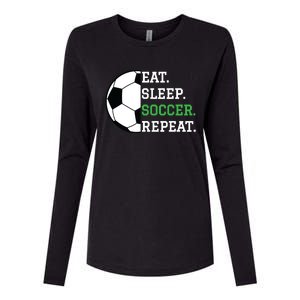 Soccer Player Soccer Lover Eat Sleep Soccer Repeat Womens Cotton Relaxed Long Sleeve T-Shirt