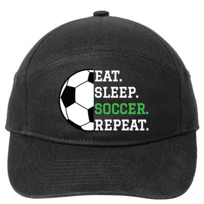 Soccer Player Soccer Lover Eat Sleep Soccer Repeat 7-Panel Snapback Hat