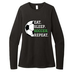 Soccer Player Soccer Lover Eat Sleep Soccer Repeat Womens CVC Long Sleeve Shirt