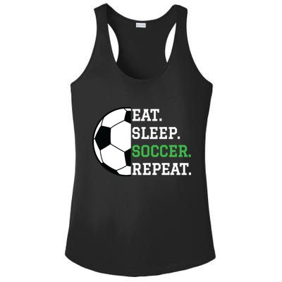 Soccer Player Soccer Lover Eat Sleep Soccer Repeat Ladies PosiCharge Competitor Racerback Tank