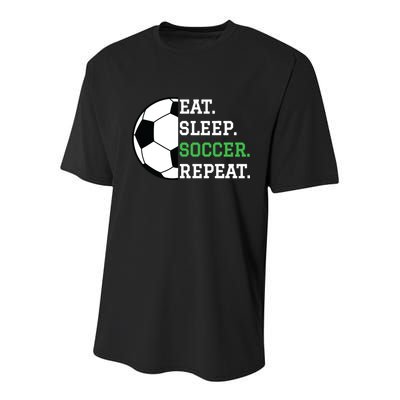 Soccer Player Soccer Lover Eat Sleep Soccer Repeat Youth Performance Sprint T-Shirt