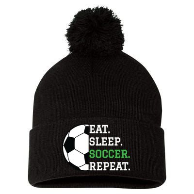 Soccer Player Soccer Lover Eat Sleep Soccer Repeat Pom Pom 12in Knit Beanie