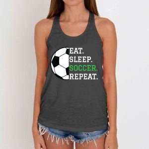 Soccer Player Soccer Lover Eat Sleep Soccer Repeat Women's Knotted Racerback Tank