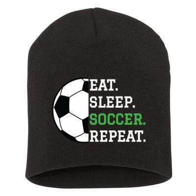 Soccer Player Soccer Lover Eat Sleep Soccer Repeat Short Acrylic Beanie