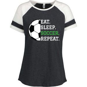 Soccer Player Soccer Lover Eat Sleep Soccer Repeat Enza Ladies Jersey Colorblock Tee