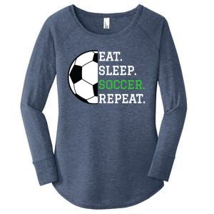 Soccer Player Soccer Lover Eat Sleep Soccer Repeat Women's Perfect Tri Tunic Long Sleeve Shirt